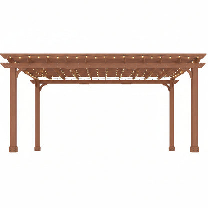 12X16 FT All Cedar Wood Wooden Pergola, Pergola Kit with Stakes, Quality Wood Supported Structure, Snow and Wind Supported, Outdoor Garden Shelter with Cedar Framed for Backyard, Deck, Lawn